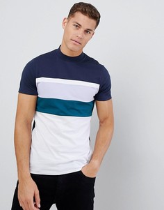 Футболка с отделкой колор блок и высоким воротником ASOS DESIGN - Темно-синий