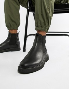 Черные кожаные ботинки челси на толстой подошве ASOS DESIGN - Черный