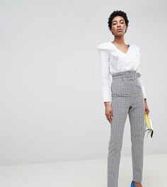 Узкие брюки в клетку с поясом ASOS DESIGN Tall - Мульти