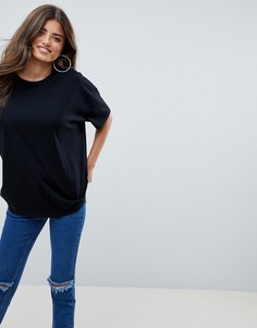 Черная oversize-футболка с заниженной линией плеч ASOS DESIGN - Черный