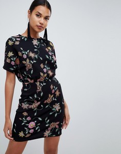 Платье мини с объемным принтом ASOS DESIGN - Черный
