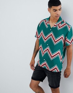 Розово-зеленая oversize-рубашка в шевронную полоску с отложным воротником ASOS DESIGN - Зеленый