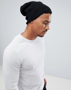 Черная свободная шапка-бини ASOS DESIGN - Черный