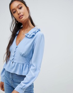 Укороченная блузка с баской ASOS DESIGN - Синий