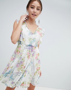 Платье мини с цветочным принтом и открытой спиной ASOS DESIGN - Мульти