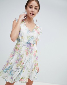 Платье мини с цветочным принтом и открытой спиной ASOS DESIGN - Мульти