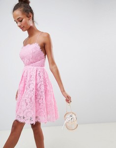 Кружевное платье мини для выпускного ASOS DESIGN - Розовый