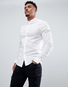 Белая приталенная рубашка с воротником на кнопке ASOS DESIGN - Белый