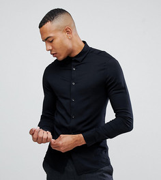 Черная рубашка зауженного кроя из эластичной вискозы ASOS DESIGN TALL - Черный