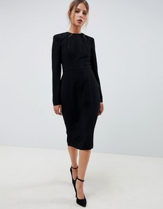 Платье миди с подплечниками и декоративными швами ASOS DESIGN - Черный