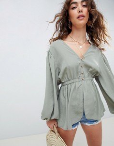 Топ с глубоким вырезом и рукавами-кимоно ASOS DESIGN - Зеленый