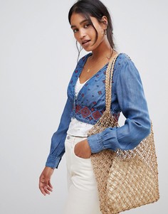 Синий джинсовый топ с вышивкой ASOS DESIGN - Синий
