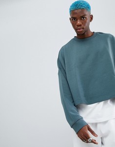 Зеленый выбеленный oversize-свитшот укороченного кроя ASOS DESIGN - Зеленый