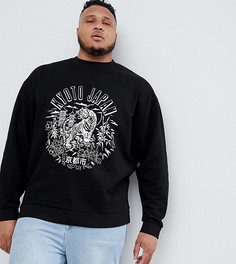Черный oversize-свитшот с принтом ASOS DESIGN plus - Черный
