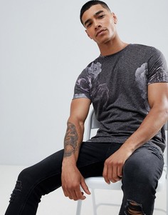 Футболка из трикотажа с добавлением льна с цветочным принтом ASOS DESIGN - Мульти