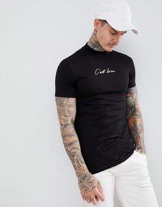 Обтягивающая футболка с принтом cest bon ASOS DESIGN - Черный