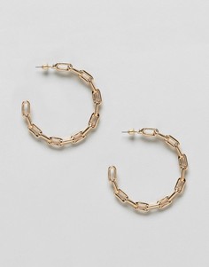 Золотистые серьги-кольца с цепочкой ASOS DESIGN - Золотой