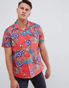 Красная oversize-рубашка с цветочным принтом и отложным воротником ASOS DESIGN - Красный