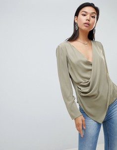 Топ с запахом и глубоким вырезом ASOS DESIGN - Зеленый