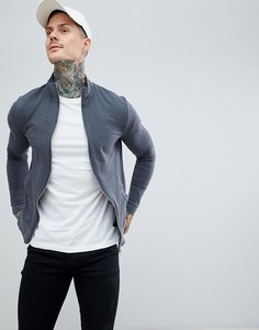 Темно-серая меланжевая облегающая спортивная куртка ASOS DESIGN - Серый