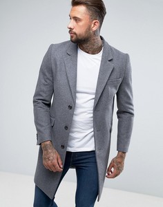 Полушерстяное светло-серое пальто ASOS DESIGN - Серый