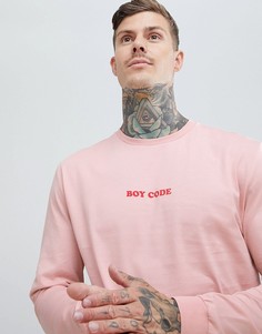 Свободный лонгслив с принтом ASOS DESIGN - Розовый