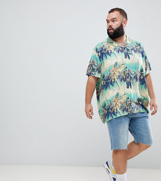 Oversize-рубашка с гавайским пальмовым принтом и отложным воротником ASOS DESIGN Plus - Синий