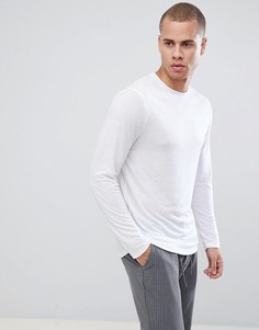 Белый удлиненный лонгслив с добавлением льна и асимметричным подолом ASOS DESIGN - Белый