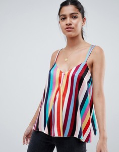 Свободный атласный топ на бретельках в полоску ASOS DESIGN - Мульти