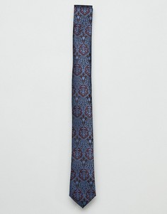 Темно-синий узкий галстук с принтом пейсли ASOS DESIGN - Темно-синий