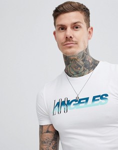 Обтягивающая футболка с принтом Los Angeles ASOS DESIGN - Белый