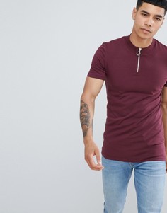 Обтягивающая футболка с горловиной на молнии ASOS DESIGN - Красный