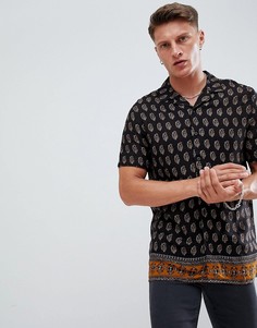 Черная рубашка классического кроя с принтом пейсли ASOS DESIGN - Черный