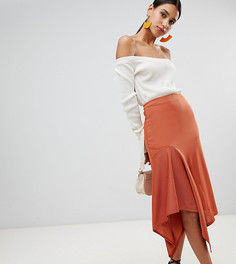 Юбка миди с оборкой Boohoo - Коричневый