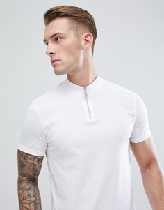 Футболка с высоким воротником на молнии ASOS DESIGN - Белый