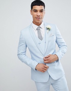 Голубой фактурный супероблегающий пиджак ASOS DESIGN wedding - Синий