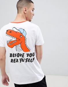 Футболка с принтом в виде динозавра на спине ASOS DESIGN - Белый