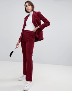 Вельветовые узкие брюки клеш ASOS DESIGN - Красный