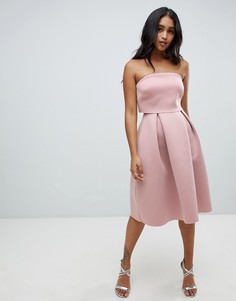 Платье-бандо миди для выпускного с укороченным лифом ASOS DESIGN - Коричневый