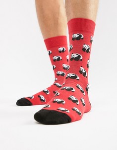 Красные носки из хлопковой смеси с принтом панды Moss London - Красный