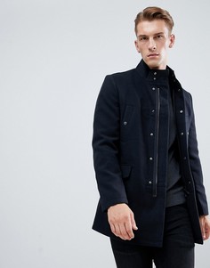 Темно-синяя однобортная куртка в стиле милитари New Look - Темно-синий