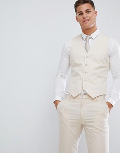 Светло-бежевый облегающий жилет из эластичного хлопка ASOS DESIGN wedding - Светло-бежевый