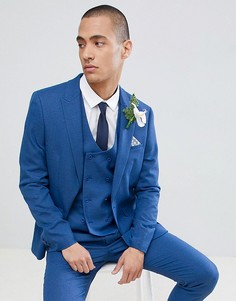 Синий облегающий фактурный пиджак ASOS DESIGN wedding - Синий