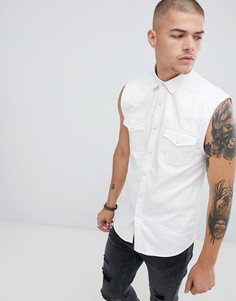 Белая приталенная джинсовая рубашка без рукавов ASOS DESIGN - Белый