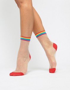 Прозрачные носки в разноцветную полоску ASOS DESIGN - Мульти