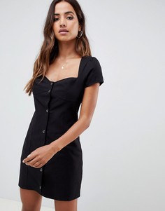 Платье мини на кнопках спереди ASOS DESIGN - Черный