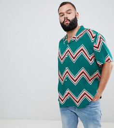 Oversize-рубашка в розово-зеленую шевронную полоску с отложным воротником ASOS DESIGN Plus - Зеленый