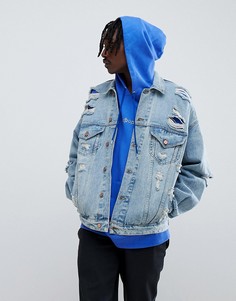 Рваная джинсовая куртка ASOS DESIGN - Синий