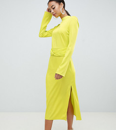 Платье миди с узлом ASOS DESIGN TALL - Желтый