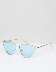 Солнцезащитные очки кошачий глаз с синими стеклами ASOS DESIGN - Золотой